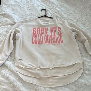 Simply southern sweater, size small, warn once , tan fabric with pink lettering